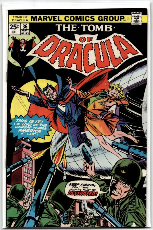 Tomb of Dracula #36 (Marvel Comics, 1975), raw, ungraded comic book — front cover