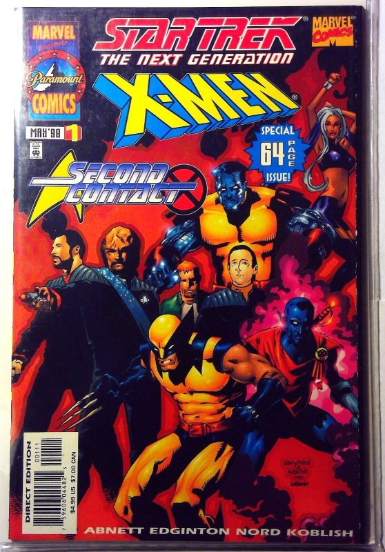 Star Trek Next Generation / X-Men: Second Contact #1 (Marvel Comics, 1998), raw, ungraded comic book — front cover