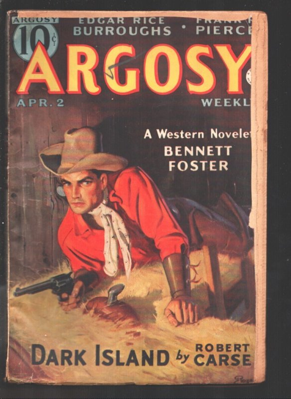 Argosy 4/2/1938-Red Star of Tarzan by Edgar Rice Burroughs Part 3 of 6-George R, raw, ungraded comic book — front cover
