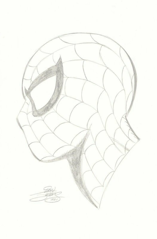 Spider-Man Side Portrait Pencil Sketch - Signed art by Dan Jurgens, raw, ungraded comic book — front cover