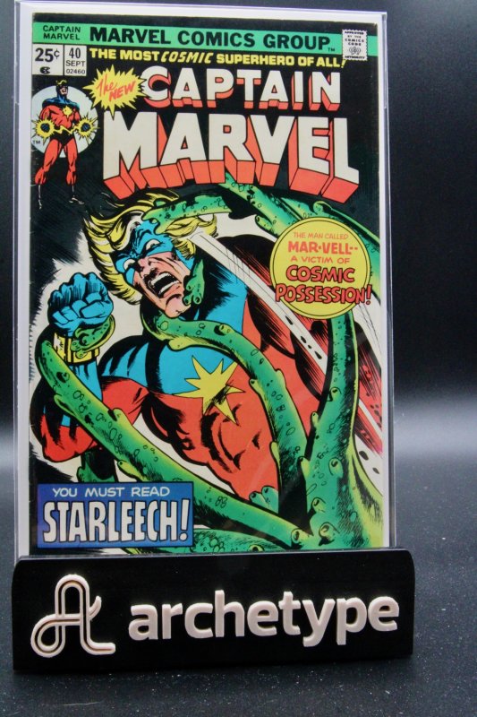 Captain Marvel #40 (Marvel Comics, 1975), raw, ungraded comic book — front cover