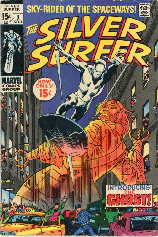 Silver Surfer #8 (Marvel Comics, 1969), raw comic book in FN condition — front cover