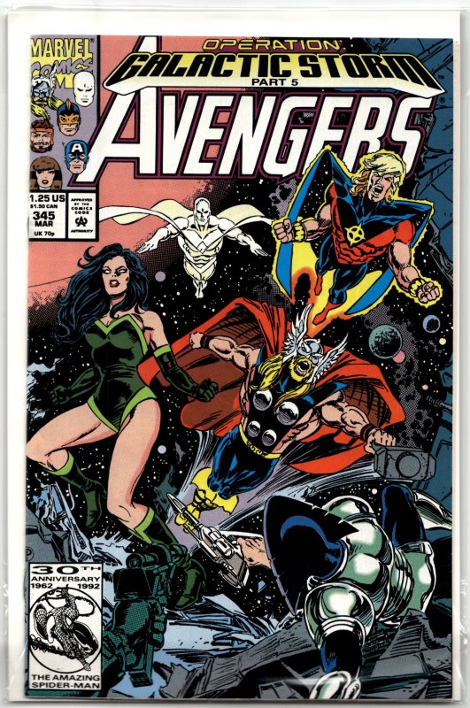 The Avengers #345 (Marvel Comics, 1992), raw, ungraded comic book — front cover