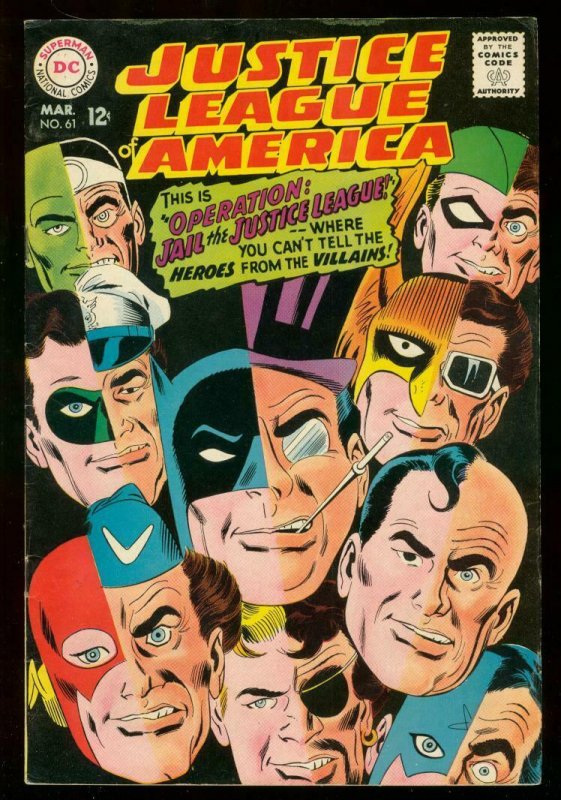Justice League of America #61 (DC Comics, 1968), raw comic book in FN/VF condition — front cover