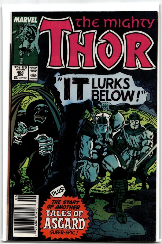 Thor #404 (Marvel Comics, 1989), raw, ungraded comic book — front cover