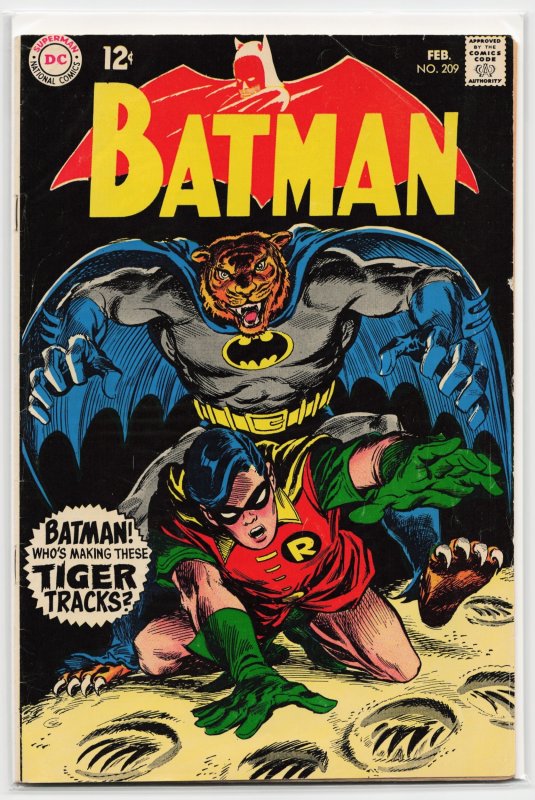 Batman #209 (DC Comics, 1969), raw, ungraded comic book — front cover