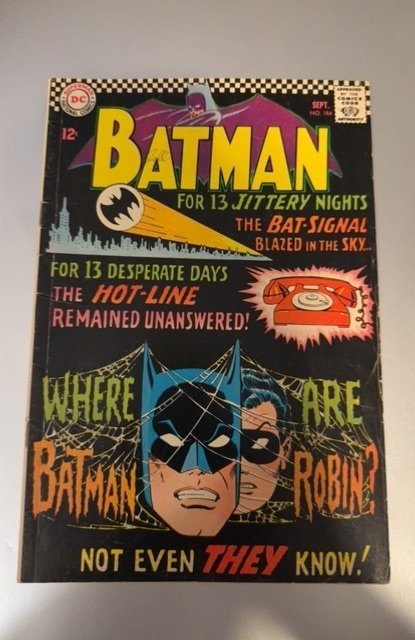Batman #184 (DC Comics, 1966), raw, ungraded comic book — front cover