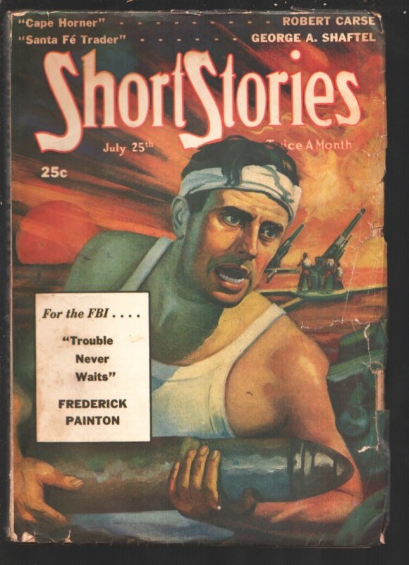 Short Stories 7/25/1941-Edgar F. Wittmack war Cover Art- Frank Gruber- Johnny Fl, raw, ungraded comic book — front cover