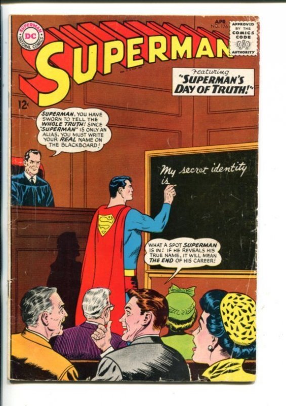 Superman -#176-1963-Dc-Secret IDENTITY-good/vg (DC Comics, 1965), raw, ungraded comic book — front cover
