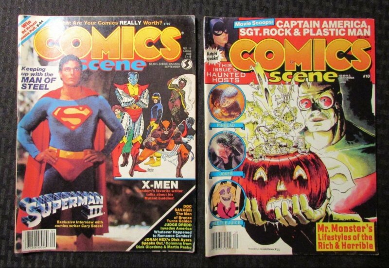 1983 Comics Scene Magazine LOT of 3 #10 11 Superman X-Men Hellraiser Batgirl (1983), raw, ungraded comic book — front cover