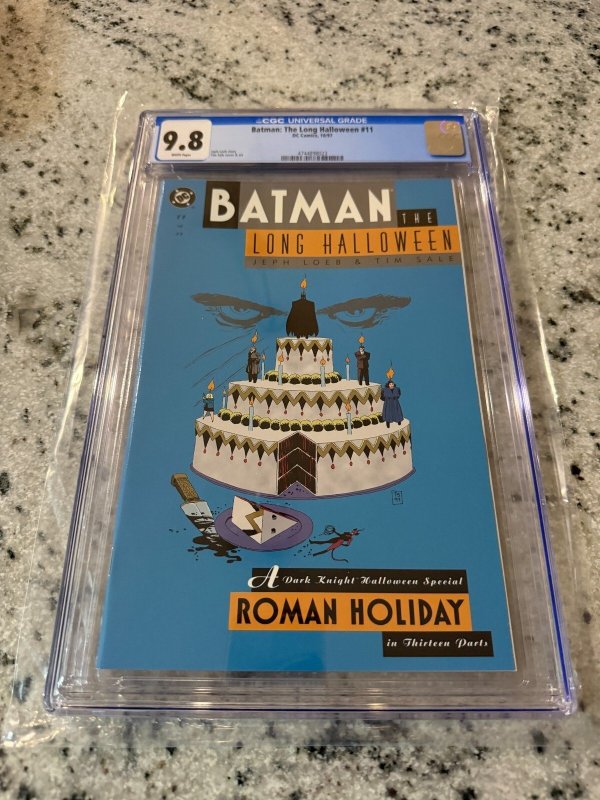 Batman the Long Halloween #11 (DC Comics), CGC 9.8 graded comic book, Universal Blue label — front cover in its holder