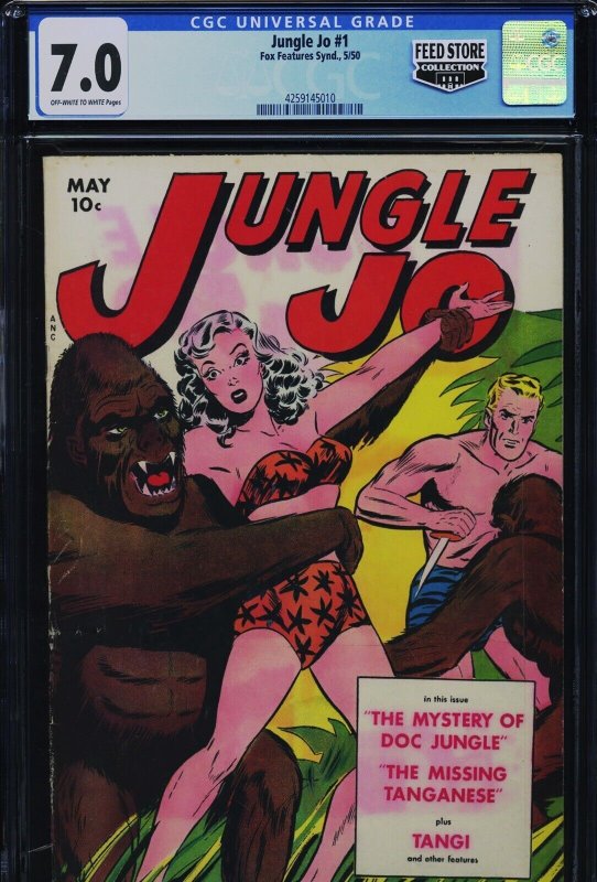 Jungle J0 #1, CGC 7.0 graded comic book, Universal Blue label — front cover in its holder