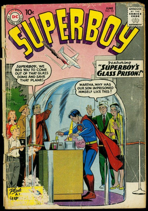 Superboy #73 (DC Comics, 1959), raw, ungraded comic book — front cover