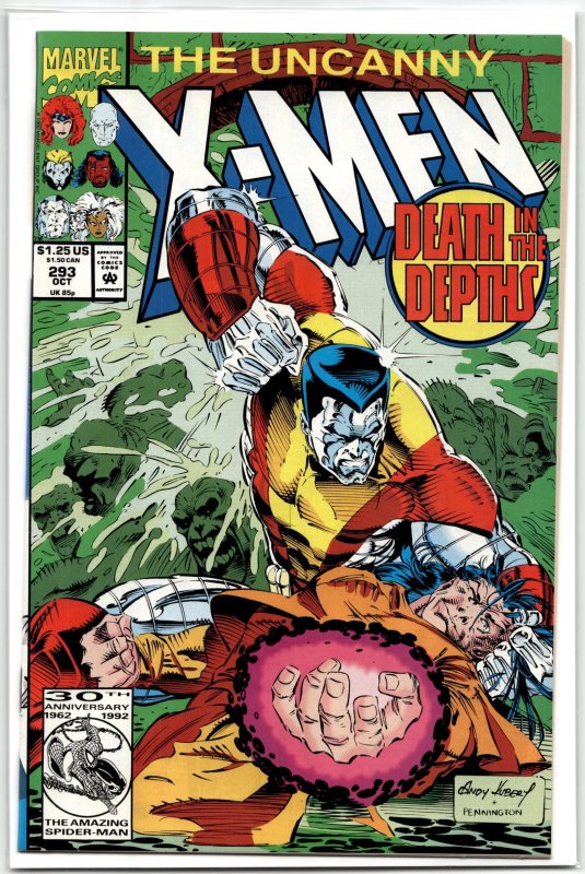 The Uncanny X-Men #293 (Marvel Comics, 1992), raw, ungraded comic book — front cover