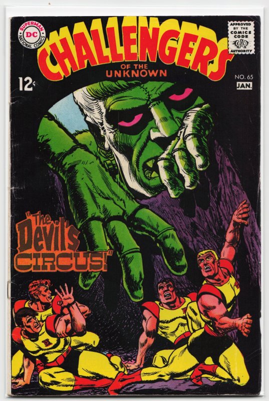 Challengers of the Unknown #65 (DC Comics, 1969), raw, ungraded comic book — front cover