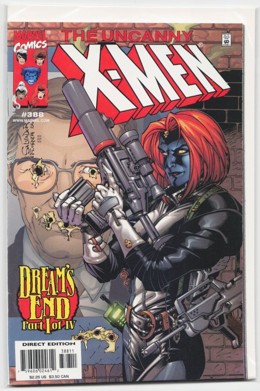 The Uncanny X-Men #388 (Marvel Comics, 2000), raw, ungraded comic book — front cover