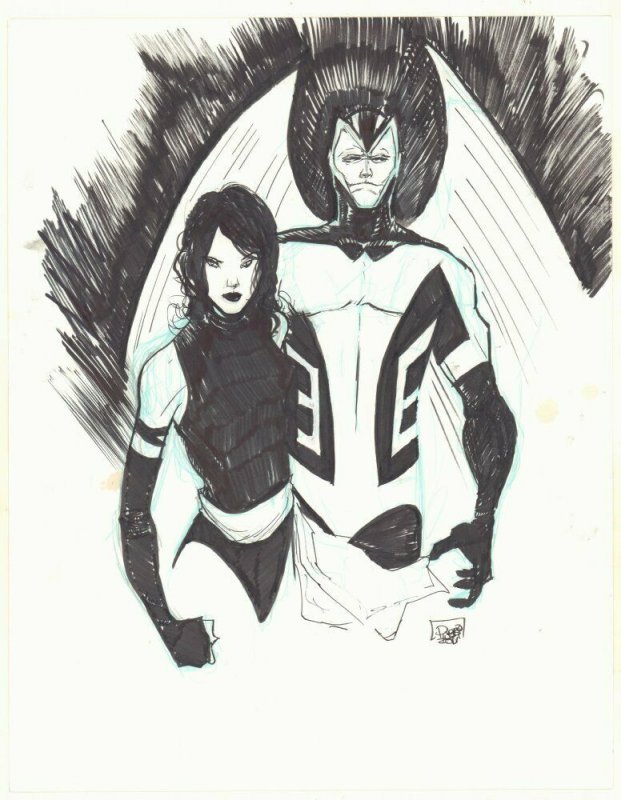 Psylocke and Archangel - Signed art by Robbi Rodriguez, raw, ungraded comic book — front cover