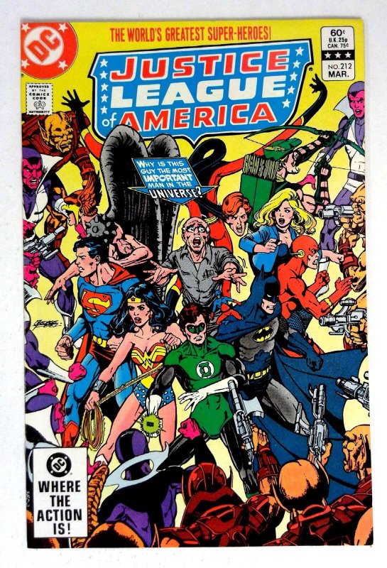 Justice League of America #212 (DC Comics, 1983), raw comic book in NM- condition — front cover