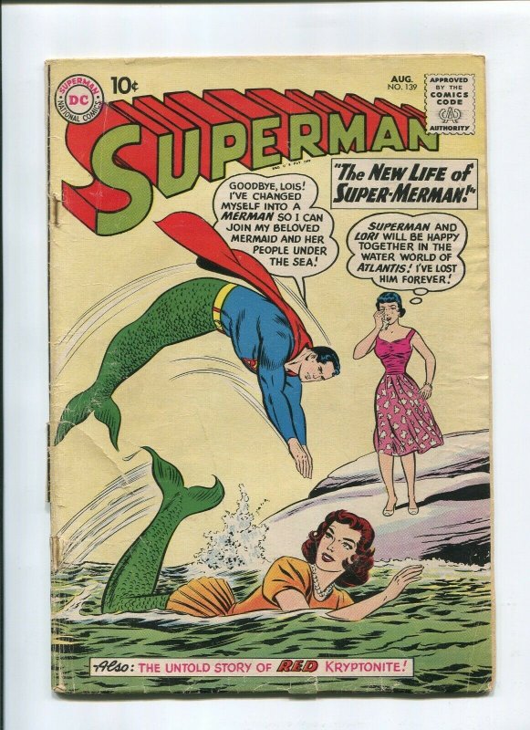 Superman #139 (DC Comics, 1960), raw comic book in GD condition — front cover