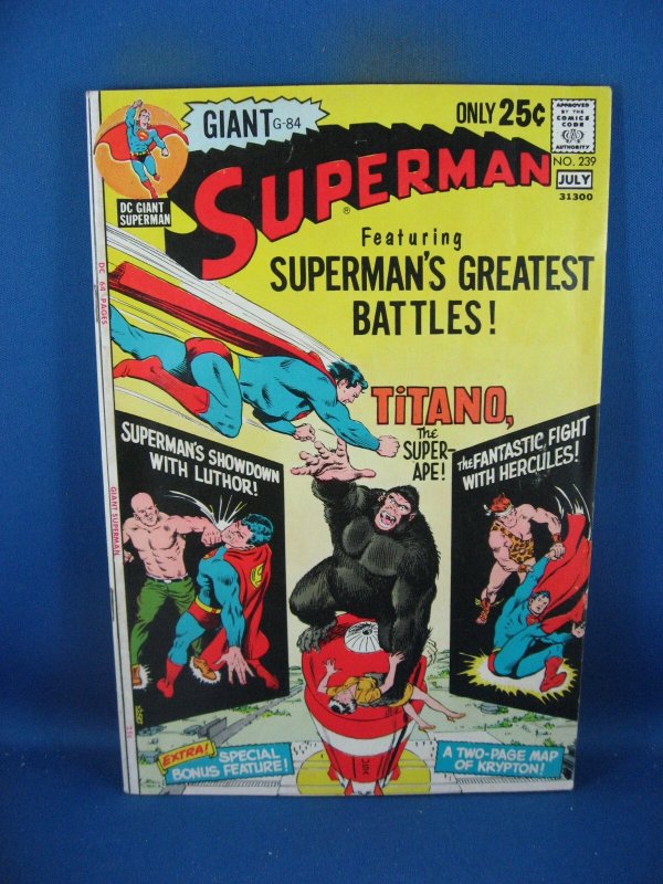 Superman #239 (DC Comics, 1971), raw comic book in VF- condition — front cover