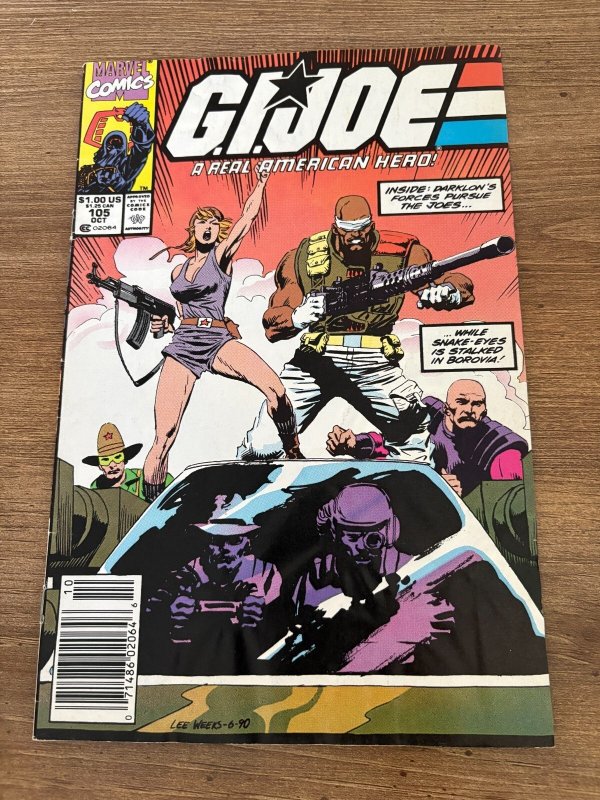G.I. Joe #105 (Marvel Comics), raw comic book in FN condition — front cover