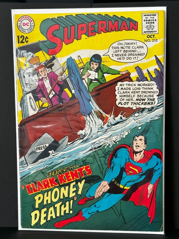 Superman #210 (DC Comics, 1968), raw, ungraded comic book — front cover