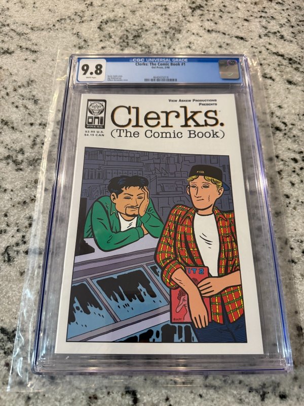 Clerks the Comic Book #1 (Oni Press), CGC 9.8 graded comic book, Universal Blue label — front cover in its holder