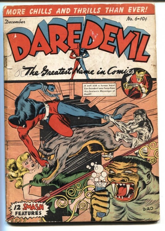 Daredevil #6-1941-Insane Weird Menace Wolf Attack Headlight cvr (Marvel Comics, 2023), raw, ungraded comic book — front cover