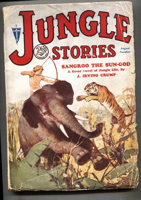 Jungle Stories Pulp #1 (Fiction House, 1938), raw, ungraded comic book — front cover