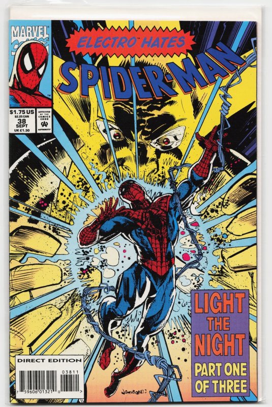 Spider-Man #38 (Marvel Comics, 1993), raw, ungraded comic book — front cover