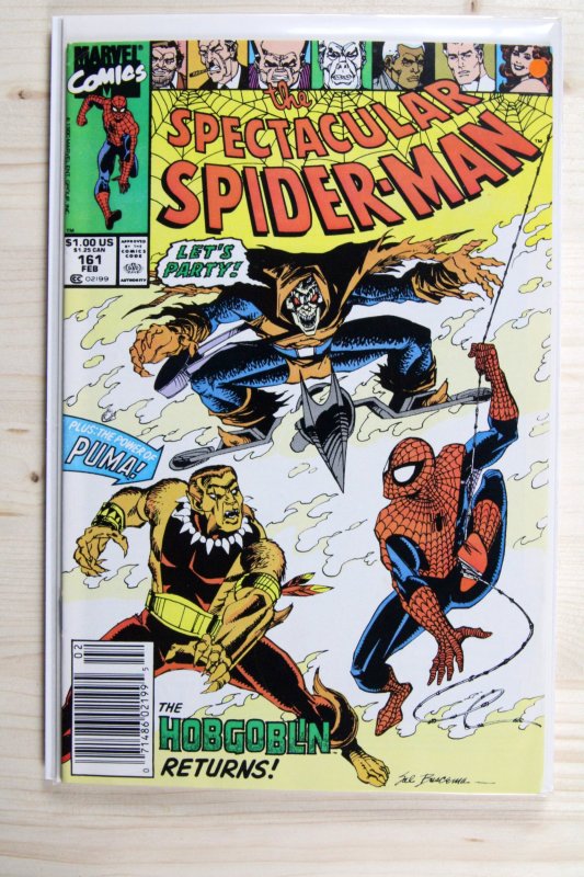 The Spectacular Spider-Man #161 (Marvel Comics, 1990), raw comic book in VF/NM 9.0 condition — front cover