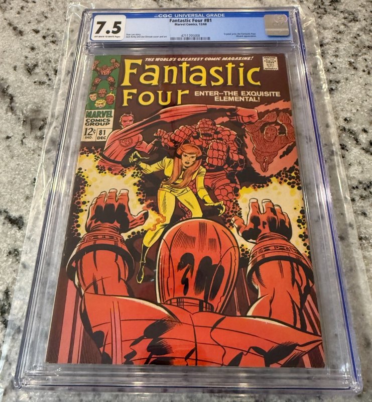 Fantastic Four #81 (Marvel Comics, 1968), CGC 7.5 graded comic book, Universal Blue label — front cover in its holder