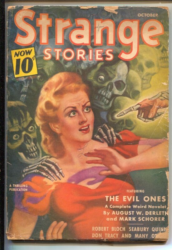 Strange Stories 10/1940-Thrilling-skeleton Terror Cover-horror-pulp-Robert Bl..., raw, ungraded comic book — front cover