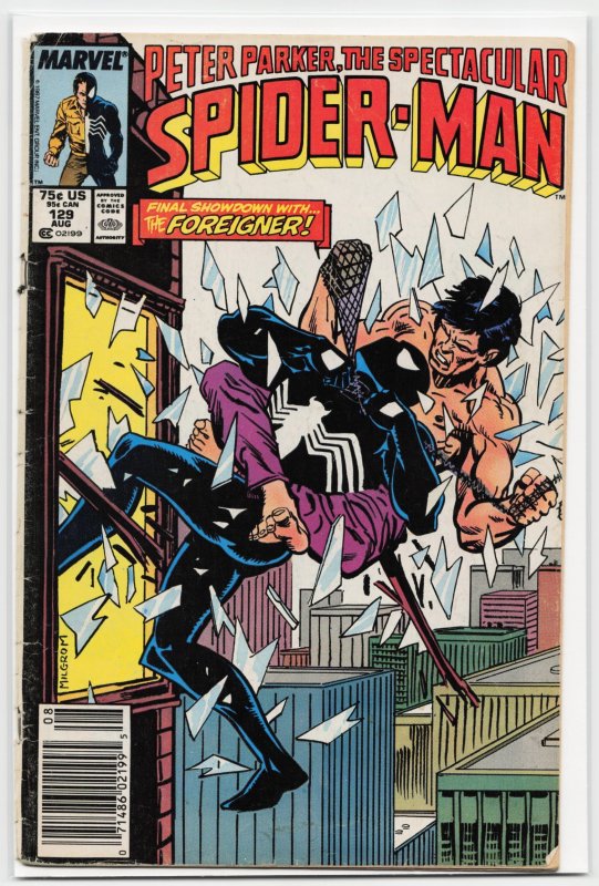 The Spectacular Spider-Man #129 (Marvel Comics, 1987), raw, ungraded comic book — front cover