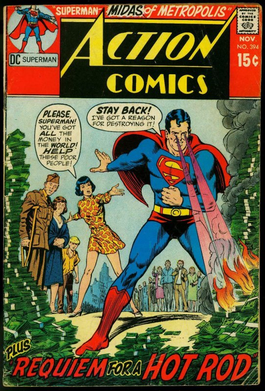 Action Comics #394 (DC Comics, 1970), raw comic book in VG condition — front cover