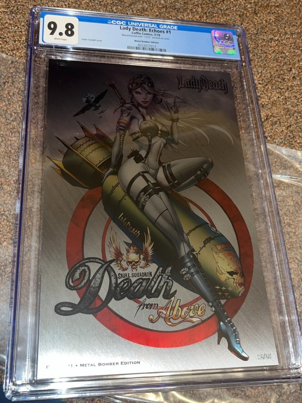 Lady Death Echoes #1 (2016), CGC 9.8 graded comic book, Universal Blue label — front cover in its holder