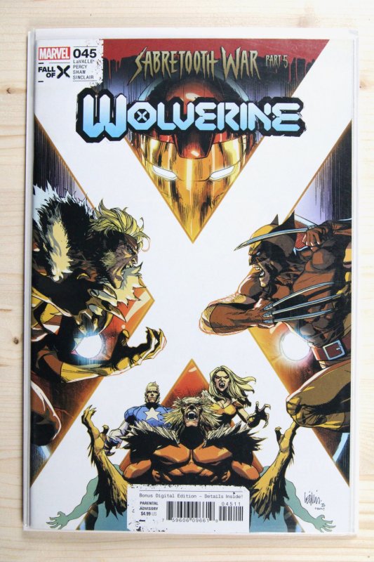 Wolverine #45 (Marvel Comics, 2024), raw comic book in NM+ 9.6 condition — front cover