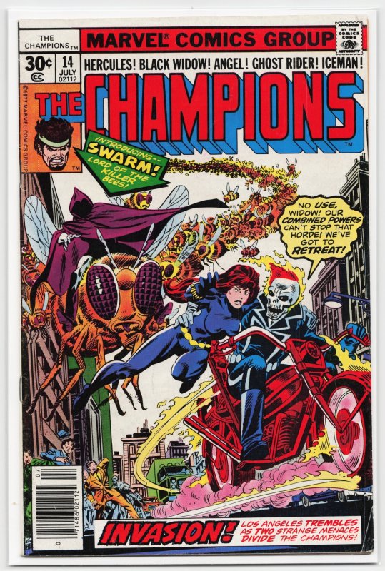 The Champions #14 (1977), raw, ungraded comic book — front cover