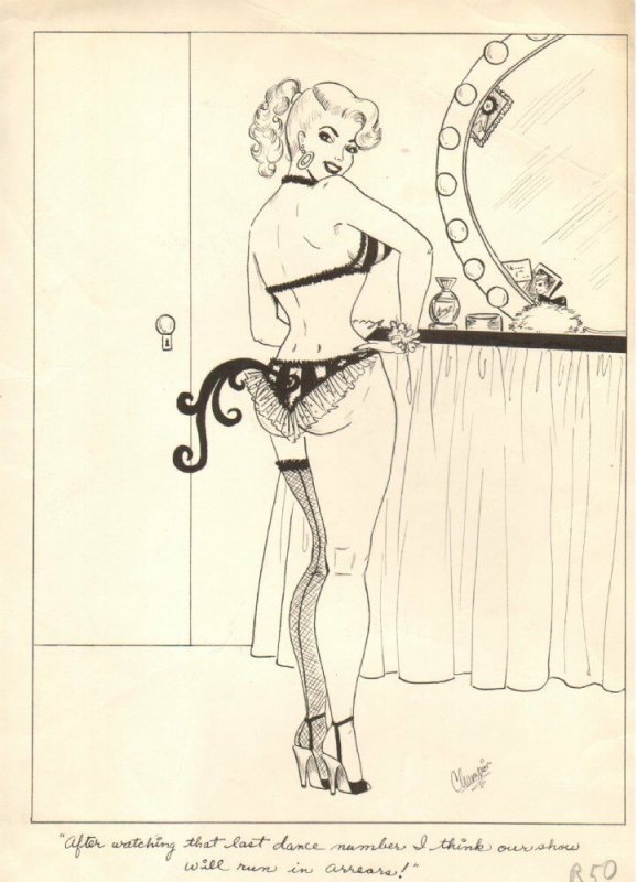 Stripper Pimp Lingerie - 1957 Humorama art by Champion (1957), raw, ungraded comic book — front cover