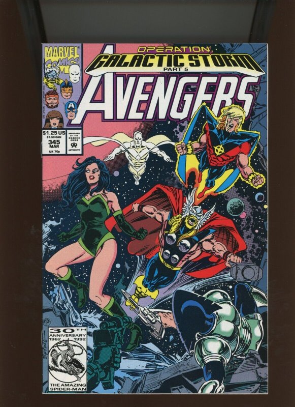 The Avengers #345 (Marvel Comics, 1992), raw comic book in 8.0 condition — front cover