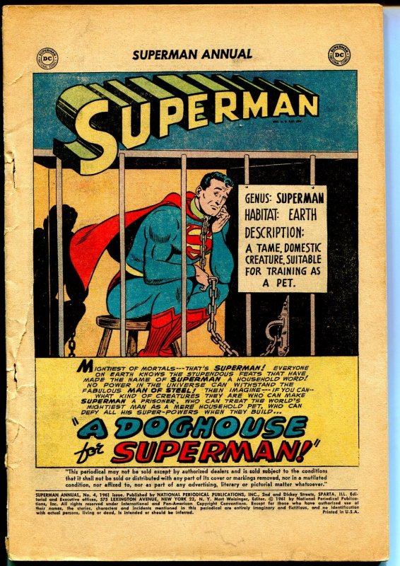 Superman Annual #4 (DC Comics, 1961), raw, ungraded comic book — front cover