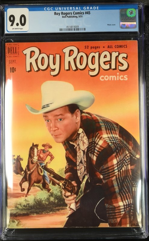Roy Rogers #44 (Dell Comics, 1951), CGC 9.0 graded comic book, Universal Blue label — front cover in its holder