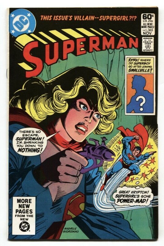 Superman #365 (DC Comics, 1981), raw, ungraded comic book — front cover