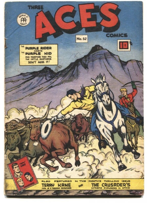 Three Aces #52, raw, ungraded comic book — front cover