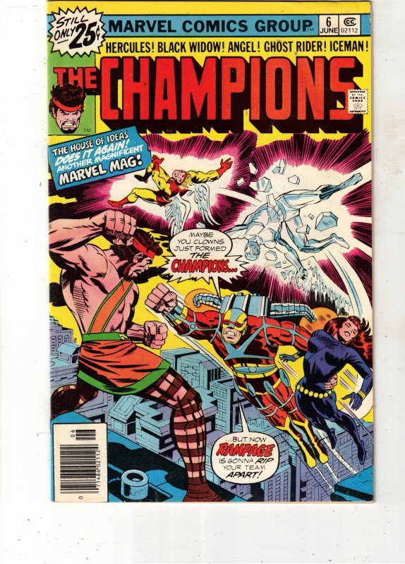 The Champions #6 (1976), comic book — front cover in its holder
