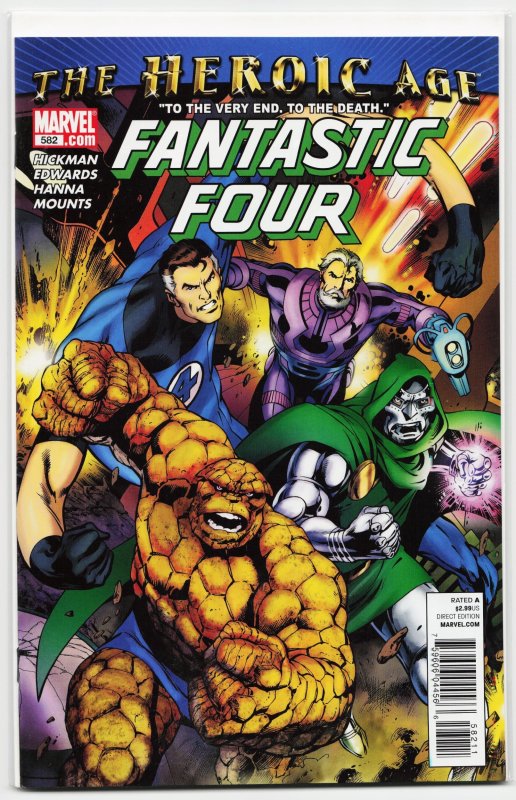 Fantastic Four #582 (Marvel Comics, 2010), raw, ungraded comic book — front cover