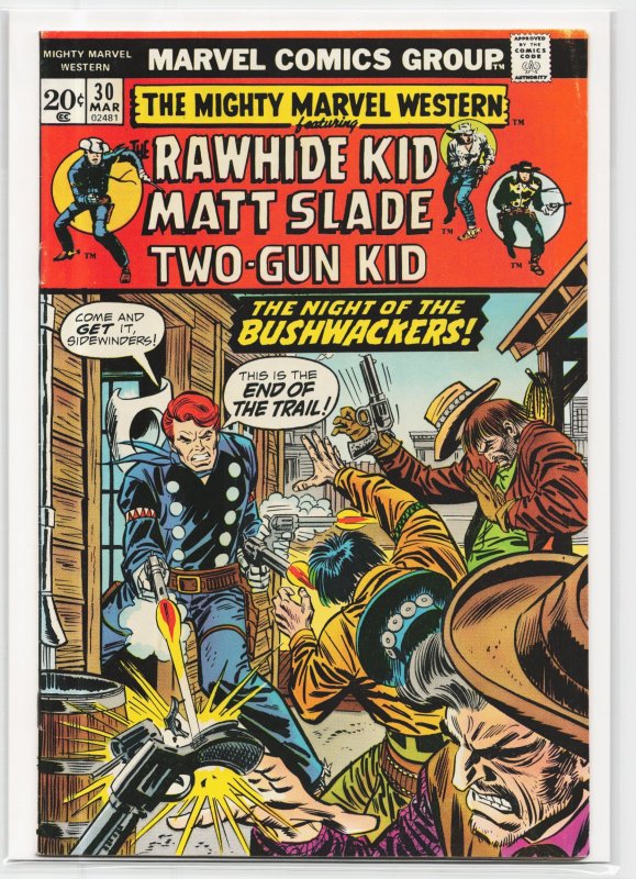 The Mighty Marvel Western #30 (Marvel Comics, 1974), raw, ungraded comic book — front cover