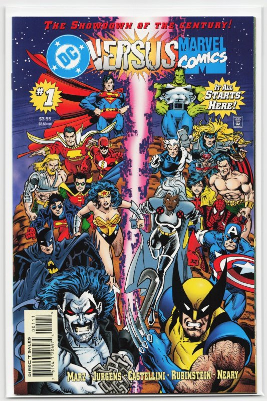 DC Versus Marvel/Marvel Versus DC #1 (DC Comics, 1996), raw, ungraded comic book — front cover