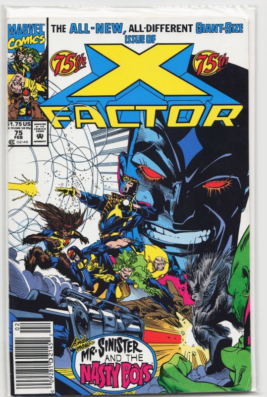 X-Factor #75 (Marvel Comics, 1992), raw, ungraded comic book — front cover