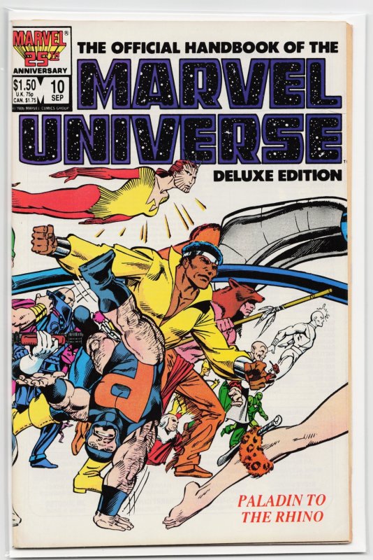 The Official Handbook of the Marvel Universe #10 (1986), raw, ungraded comic book — front cover